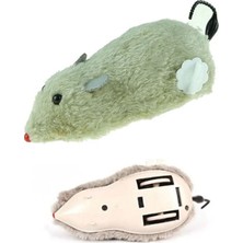 Beak's Kurmalı Hareketli Peluş Kedi Oyuncağı (Avcı Fare) - Krem