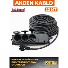 Akden Kablo 20 Metre 3x2,5mm 3*lü Uzatma Kablosu Tam Kesit Kaynak Makinası Kullanıma Uygundur