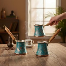 PremiumPort Bakır 3'lü Mine Işleme Klasik Cezve Seti