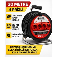 Akden Kablo 20 Metre 3x2,5mm Makaralı Uzatma Kablosu Tam Kesit Kaynak Makinası Kullanıma Uygundur