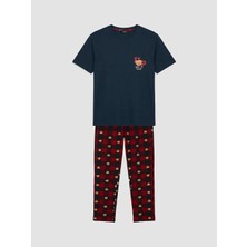 LC Waikiki Lc Waıkıkı Lacivert Standart Kalıp Ayı Teddy Baskılı Erkek Pijama Takım