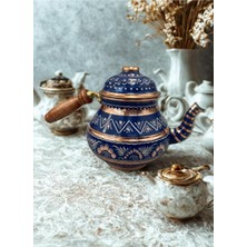 PremiumPort Orta Bakır Demlik, Mavi Renkli, Şık ve Dayanıklı Çay Demliği