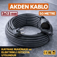 Akden Kablo 50 Metre 3x2,5mm Uzatma Kablosu Tam Kesit Kaynak Makinası Kullanıma Uygundur