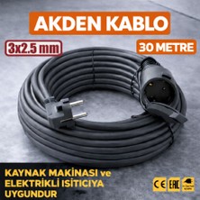 Akden Kablo 30 Metre 3x2,5mm Uzatma Kablosu Tam Kesit Kaynak Makinası Kullanıma Uygundur