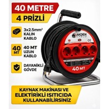 Akden Kablo 40 Metre 3x2,5mm Makaralı Uzatma Kablosu Tam Kesit Kaynak Makinası Kullanıma Uygundur
