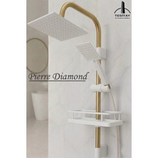 Tesitay Beyaz ve Antik Gold Renk Geniş Şampuanlıklı Robot Duş Seti