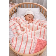 Yada Baby %100 Pamuklu 8 Katlı Multi Müslin Bebek Çocuk Battaniyesi – Xl (120X100 Cm) Mercan
