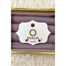 Evalia Kadın Kırmızı Tek Taş Çelik Küpe