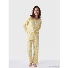 LC Waikiki Lcw Young Sarı Civciv Baskılı Kadın Pijama Takımı