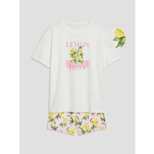 LC Waikiki Lcw Dream Pembe Bisiklet Yaka Baskılı Kadın Şortlu Pijama Takımı
