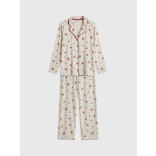LC Waikiki Lcw Dream Bej Ayı Teddy Desenli Hamile Pijama Takım