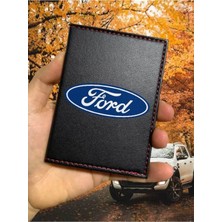 Vinleks Deri Oto Ruhsat Kılıfı, Ford Desenli, Logolu, Dikişli, Koruyucu