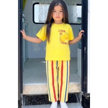 Monila Unisex Çocuk Pamuklu Sarı Limon Baskılı T-Shirt ve Eşofman Alt Üst Takım