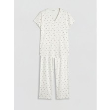 LC Waikiki Lcw Dream Ekru V Yaka Kiraz Baskılı Hamile Pijama Takımı