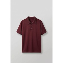 Abluka Online Erkek Relaxed Fit Basic Polo Yaka T-Shirt Bordo