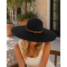 Aydın Şapkacınız Premium Hasır Kemer Detaylı Kadın Şapka – Geniş Kenarlı Yazlık Şık Plaj & Günlük