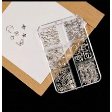 Aba Nails Ay Yıldız ve Kelebek Dizayn 6 Grit Metal Tırnak Süsleme Charm Silver Nail Art Charm Taşları WN-531