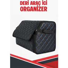 Kia Picanto Uyumlu Siyah Deri Mavi Dikişli Araç Içi Organizer