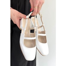 Erbilden Liva Beyaz Cilt Topuklu Ayakkabı