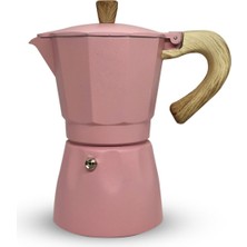 PremiumPort Sarı Renkli 6 Kupa Moka Pot, Ahşap Kulp, Şık ve Kullanışlı Tasarım