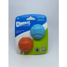 Chuckit Fetch Ball Köpek Oyun Topu 2'li Mavi ve Turuncu (Küçük Boy)