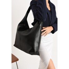 HUGE STORY Kadın Büyük Boy Örgü Desenli Fermuarlı Shopper Omuz ve Kol Çantası