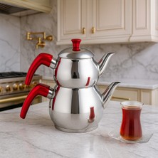 PremiumPort Mini Boy Çaydanlık ve Demlik Seti, 0,6 ve 1 Litre, Şık ve Kullanışlı