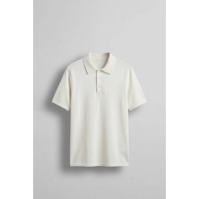 Abluka Online Erkek Relaxed Fit Basic Polo Yaka T-Shirt Ekru