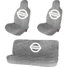 Gri Nissan Logo Baskılı Araba Koltuk Koruyucu Kılıf Likralı Penye