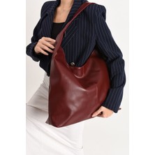 HUGE STORY Kadın Büyük Boy Örgü Desenli Fermuarlı Shopper Omuz ve Kol Çantası