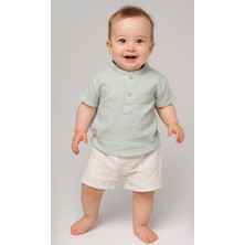 Bistyle 2li Takım Şortlu Müslin Turttelly Cool Mint-Ekru