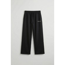 Abluka Online Erkek Baggy Fit Nakış Detaylı Basic Eşofman Altı Siyah