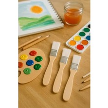 Hakay 3 Farklı Boyutta Ahşap Saplı Tuval ve Zemin Fırçası Seti