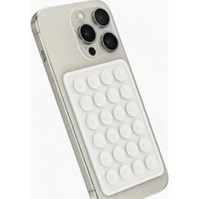 Hakay Silikon Vakumlu Pratik Telefon Tutucu - Tüm Modeller Için Uygun, Kolay Kullanım (Beyaz)