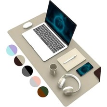 Hakay Çift Renk Dikişli Pu Deri Masa Matı - 80X40 Cm, Su Geçirmez