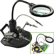 Hakay Masaüstü Büyüteçli LED Havya Sehpası - 85MM Mercek