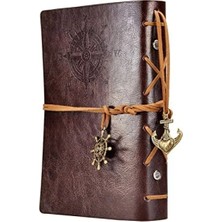 Hakay Retro Vintage Deri Kapaklı Seyahat Günlüğü - Doldurulabilir Eskiz Defteri (130X185 Mm, Kahverengi)