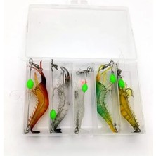 Hakay 5 Adet Fosforlu Silikon Karides Balık Yemi - 7,5 cm