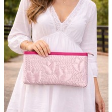 Ky Atelier Bej Saten Kapitone Portföy Çanta- El Yapımı Clutch- Abiye & Günlük Kullanım- Şık Kadın Çanta