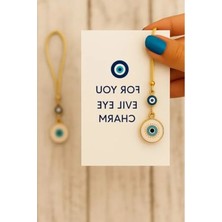 Hakay Nazar Boncuklu Altın Renk Araba Dikiz Aynası Süsü - Dekoratif Aksesuar