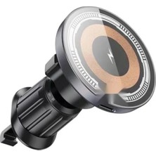 Hakay Magsafe Uyumlu Mıknatısla Sabitlenen Kablosuz Şarj Desteği Olan Araç Telefon Tutucu