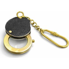 Noxsa Deri Detaylı Pirinç Büyüteç Anahtarlık