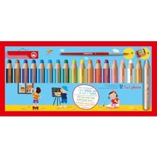 Hakay Çok Fonksiyonlu 3'ü 1 Arada Renkli Kalem Seti - 18'li Paket + Kalemtıraş ve Fırça