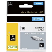 Hakay Beyaz/siyah Isıyla Küçülen Etiket Şeridi - 9mm x 1.5m