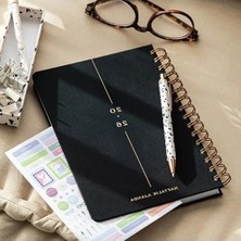 Hakay Siyah Keten Spiralli A5 Haftalık Ajanda, 12 Aylık