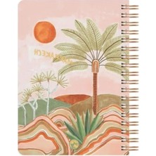 Hakay Kareli Spiralli Defter - Palmiye Desenli, 17X24 cm