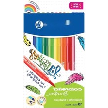 Hakay 10'lu Fırça Uçlu Keçeli Kalem Seti - Parlak Renkler