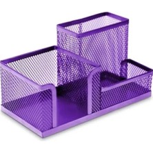 Hakay Üçlü Metal Ofis Seti - Mor Perfore Tasarım