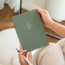 Hakay Yeşil Spiralli Keten Noktalı Not Defteri (A5)