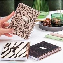 Hakay Leopar Desenli 3'lü Spiralli Defter Seti 10X14 cm Karton Kapak
